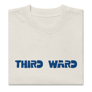 neighborHOOD Third Ward Oversized faded t-shirt (cream + blue)