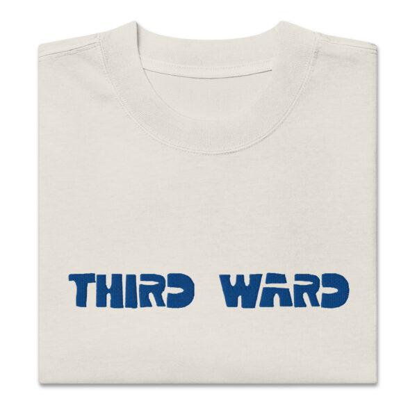 neighborHOOD Third Ward Oversized faded t-shirt (cream + blue)